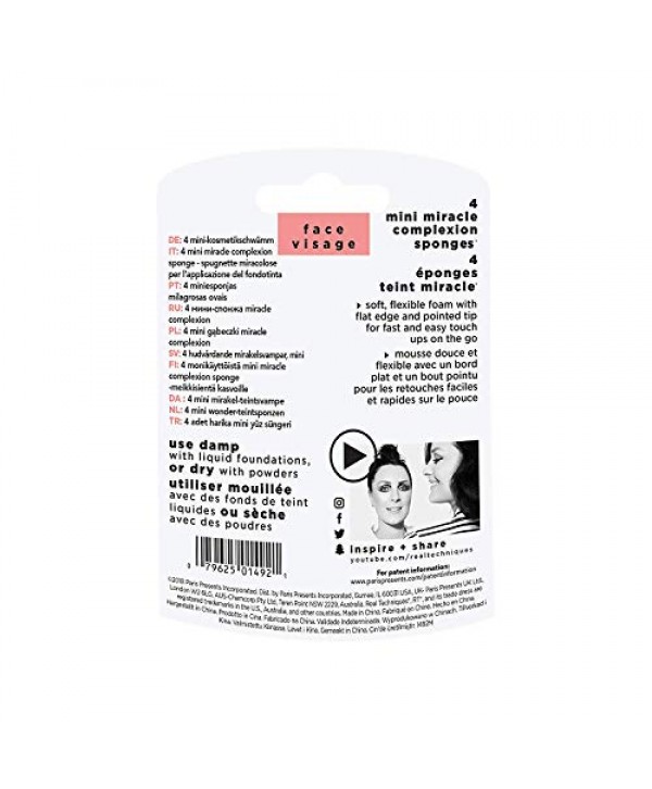 Real Techniques Mini Miracle Complexion Sponge Makeup Blender, Set of 4 Beauty Sponges