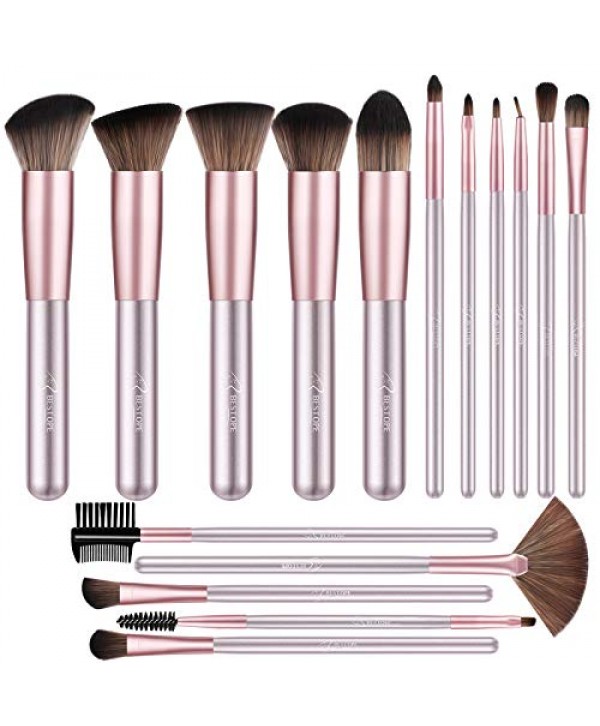 BESTOPE Makeup Brushes 16 PCs Makeup Brush Set Premium Synthetic Foundation Brush Blending Face Powder Blush Concealers Eyeshadow Brush Make up Brushes Set (Rose Golden)