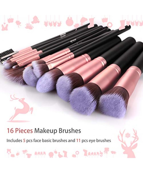 BESTOPE Makeup Brushes 16 PCs Makeup Brush Set Premium Synthetic Foundation Brush Blending Face Powder Blush Concealers Eyeshadow Brush Make up Brushes Set (Rose Golden)