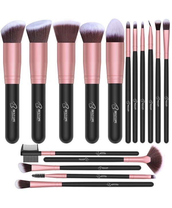 BESTOPE Makeup Brushes 16 PCs Makeup Brush Set Premium Synthetic Foundation Brush Blending Face Powder Blush Concealers Eyeshadow Brush Make up Brushes Set (Rose Golden)