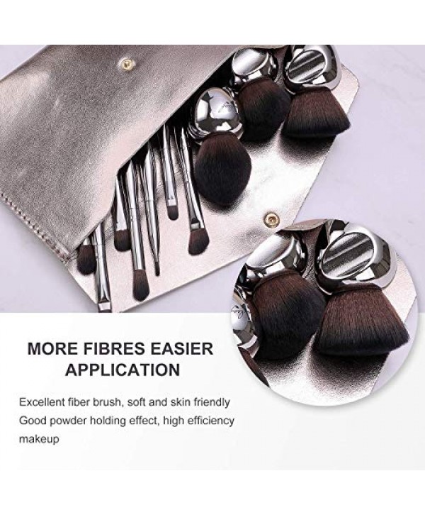 Oneleaf Standing Makeup Brushes Premium Synthetic Foundation Powder Concealers Eye Shadows Makeup 11 Pcs Brush Set, Golden
