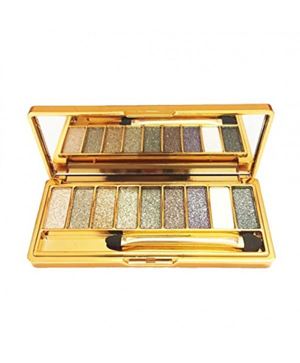 Glitter Eyeshadow Palette,9 Colors Sparkle Shimmer Eye Shadow Highly Pigmented Long Lasting Makeup Set Gold (Type 3)