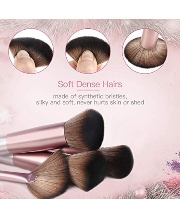 BESTOPE Makeup Brushes 16 PCs Makeup Brush Set Premium Synthetic Foundation Brush Blending Face Powder Blush Concealers Eyeshadow Brush Make up Brushes Set (Rose Golden)